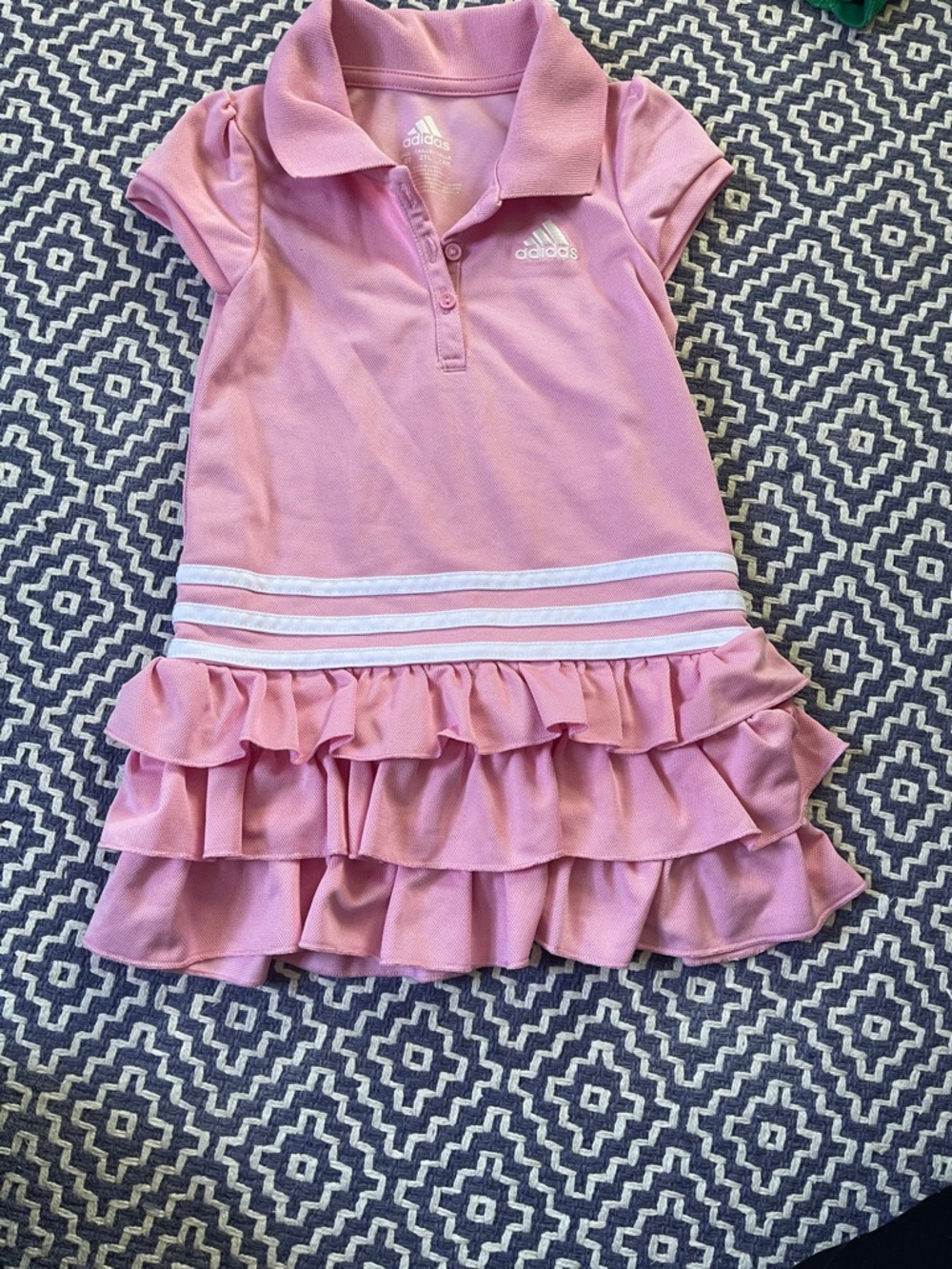 adidas Pink Ruffled Polo Dress with White Stripes